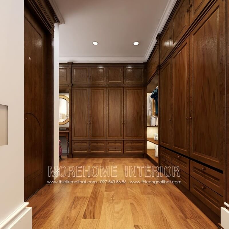 Thiết kế tủ quần áo gỗ óc chó