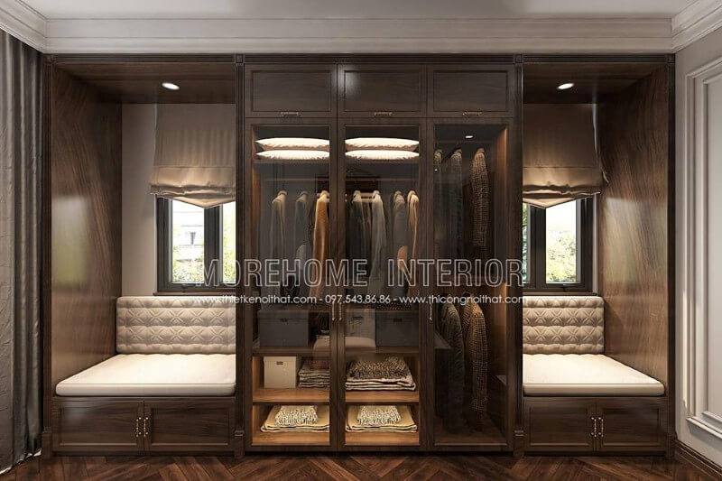 Thiết kế tủ quần áo gỗ óc chó