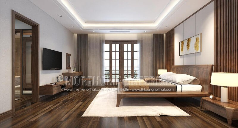  Mẫu giường ngủ gỗ óc chó tự nhiên sang trọng