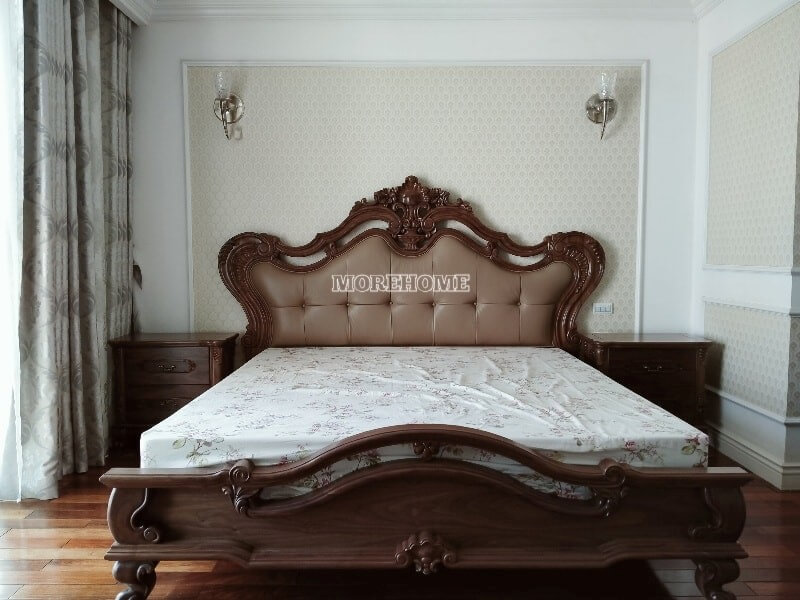  Mẫu giường ngủ gỗ óc chó tự nhiên sang trọng