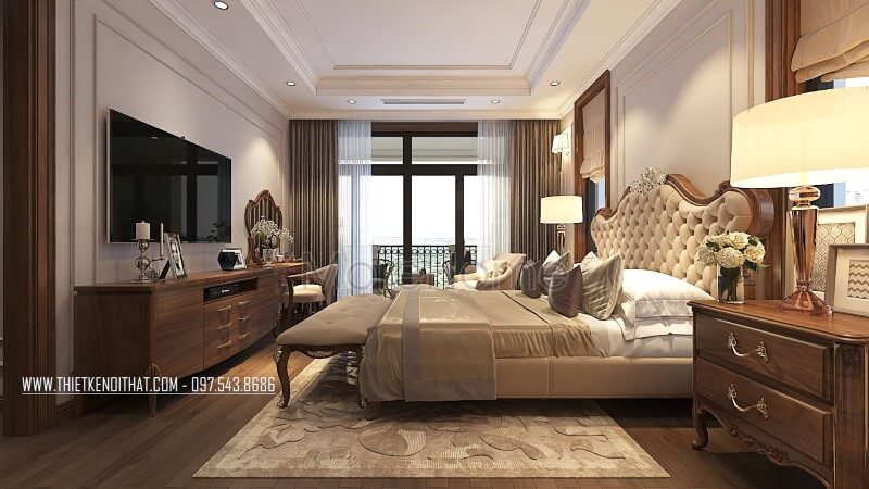 Sản phẩm kệ tivi phòng ngủ bằng gỗ óc chó đẹp, cao cấp và sang trọng Thiết kế nội thất đồ gỗ óc chó