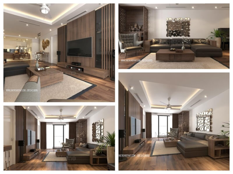 Mẫu bàn trà gỗ óc chó hiện đại đẹp sang trọng cho căn hộ chung cư tại hà nội Thiết kế nội thất đồ gỗ óc chó