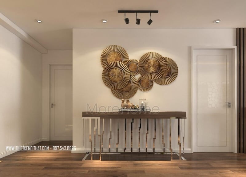 Mẫu kệ decor gỗ óc chó sang trọng, cao cấp tại căn hộ chung cư Imperia Garden Hà Nội Thiết kế nội thất đồ gỗ óc chó