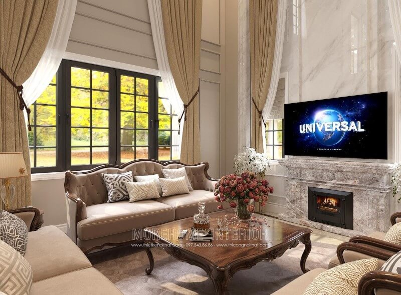 Tham khảo mẫu thiết kế bàn trà tân cổ điển bằng gỗ óc chó tại Hà Nội, Hải Phòng. Thiết kế nội thất đồ gỗ óc chó