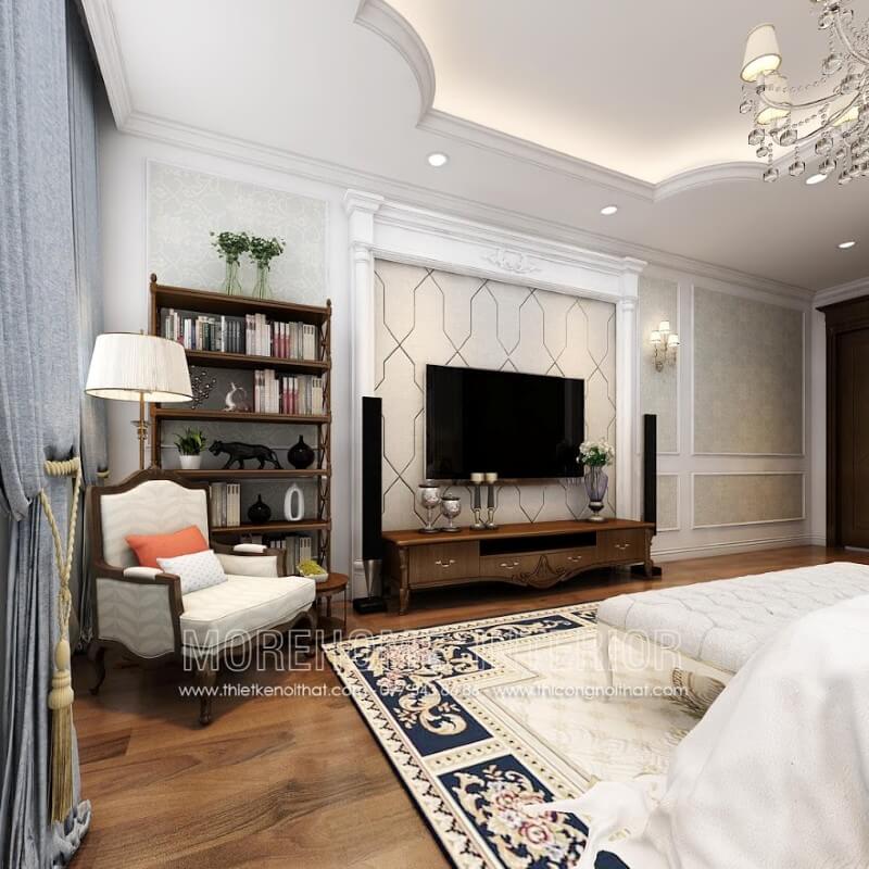 Thiết kế mẫu kệ tivi gỗ óc chó tân cổ điển đẹp, sang trọng cho phòng ngủ biệt thự Thiết kế nội thất đồ gỗ óc chó