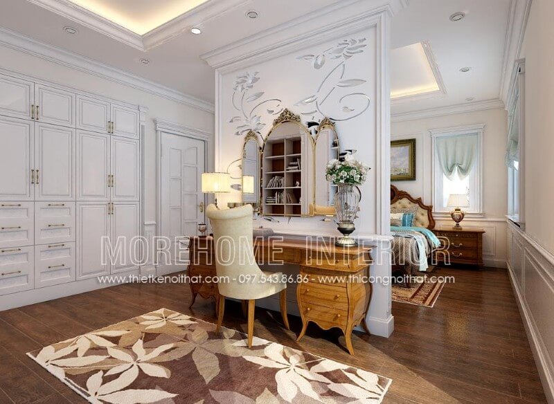 Sản phẩm bàn trang điểm gỗ óc chó kiểu dáng tân cổ điển sang trọng cho nội thất phòng ngủ Thiết kế nội thất đồ gỗ óc chó