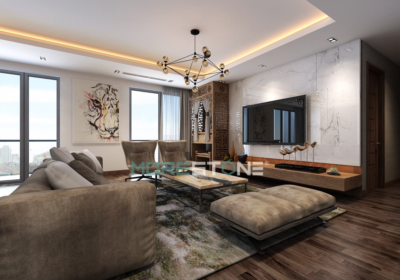 đá ốp phòng khách cao cấp