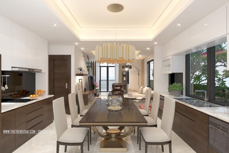 Mẫu bàn ăn với thiết kế khung gỗ tự nhiên bọc nệm da màu trắng đơn giản và tinh tế từ chân bàn mạ vàng độc đáo sang trọng mẫu bàn ăn gỗ tự nhiên cao cấp cho phòng ăn sang trọng