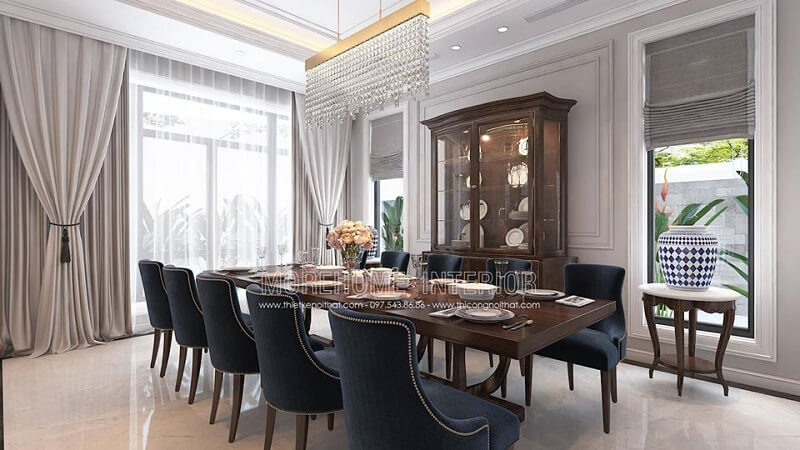 Bộ bàn ăn bọc vải tân cổ điển cao cấp cho không gian phòng ăn biệt thự trở lên sang trọng và đẳng cấp mẫu bàn ăn gỗ tự nhiên cao cấp cho phòng ăn sang trọng