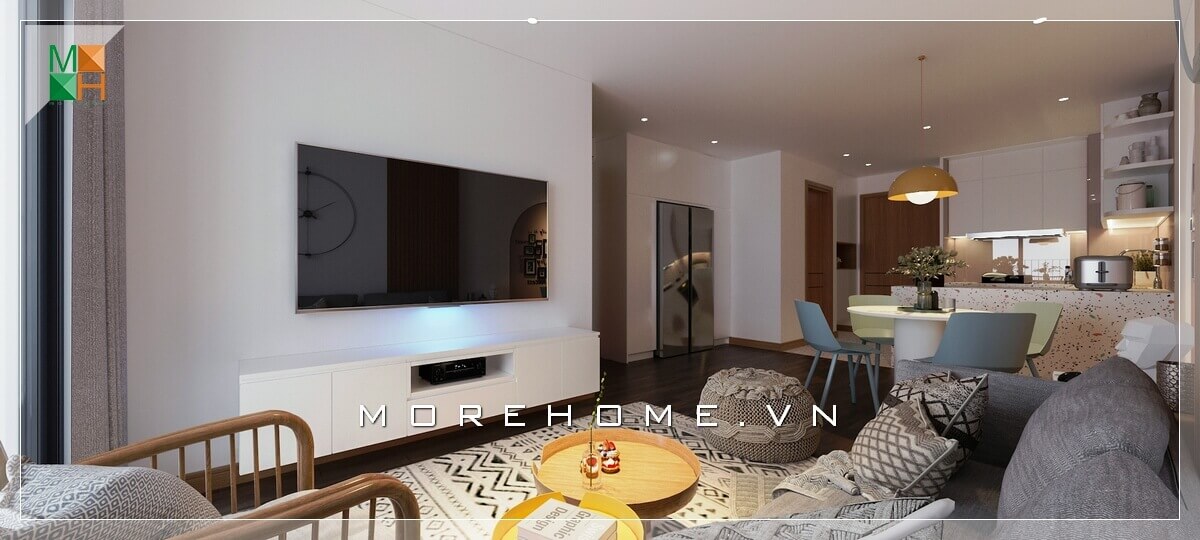 Sử dụng kệ ti vi cao cấp hiện đại màu trắng trang nhã tô thêm nét nổi bật của ngôi nhà