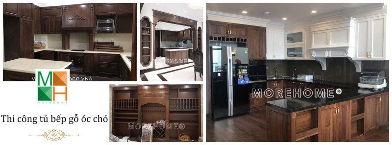 Thi công sản xuất tủ bếp gỗ óc chó chất lượng cao cấp, chế độ bảo hành trọn goi, giá thành cạnh tranh, phù hợp với nhiều mức đầu tư.
