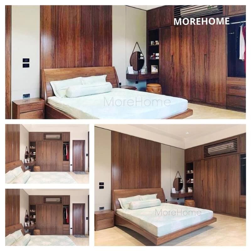 Nội thất Morehome bán giường ngủ gỗ óc chó uy tín