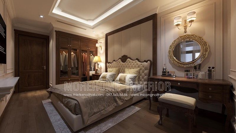 Bàn trang điểm gỗ óc chó tự nhiên này được thiết kế tinh tế và thanh lịch, vô cùng phù hợp với những không gian nội thất phòng ngủ tân cổ điển biệt thự.