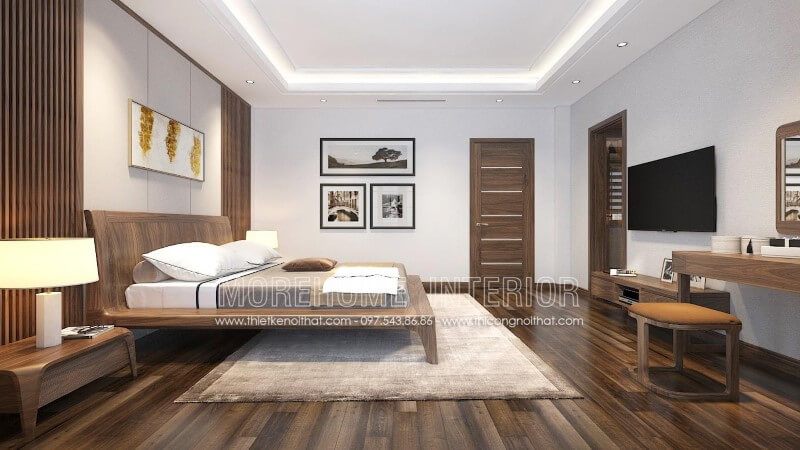 Thiết kế mẫu cửa gỗ óc chó phòng ngủ hiện đại đẹp đơn giản