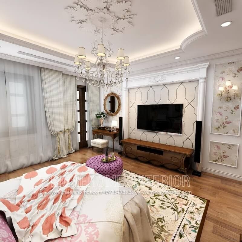 Đây là một gợi ý tuyệt vời cho căn phòng ngủ tân của bạn với mẫu kệ tivi gỗ óc chó sang trọng, đường nét tinh tế, đơn giản