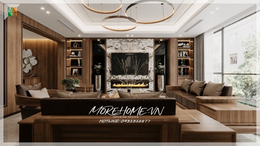 nội thất chung cư gỗ óc chó