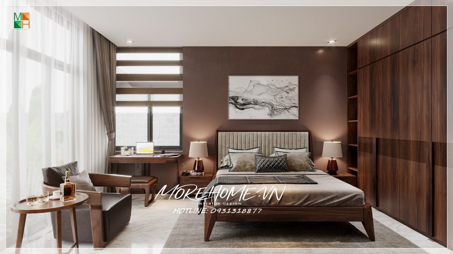 nội thất chung cư gỗ óc chó