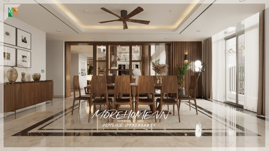 nội thất chung cư gỗ óc chó