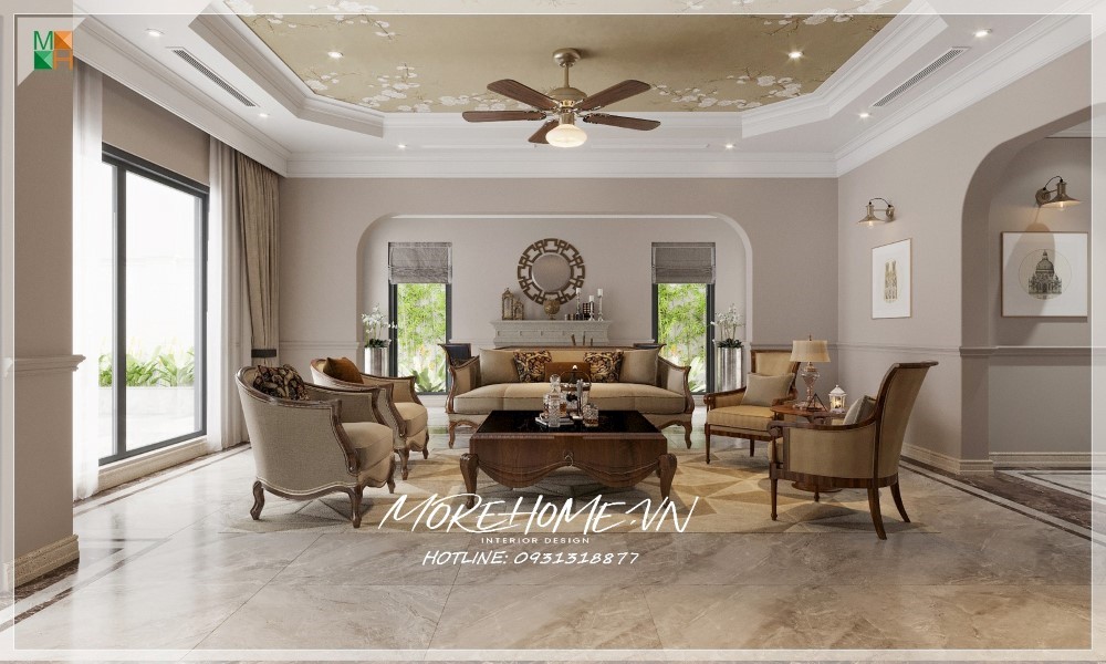 sofa gỗ sồi giả vân óc chó