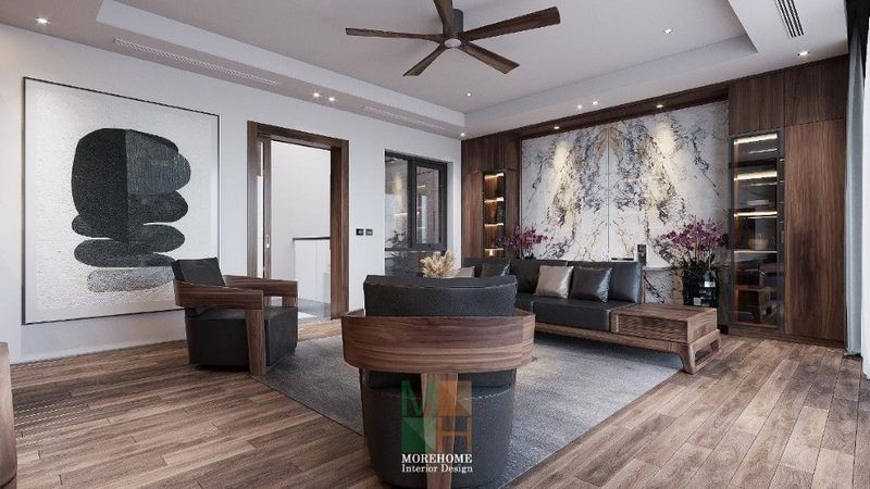 sofa gỗ sồi giả vân óc chó