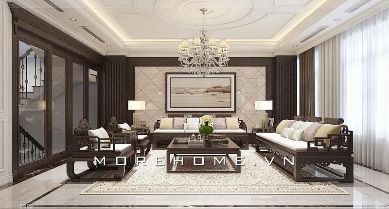 sofa gỗ sồi giả vân óc chó