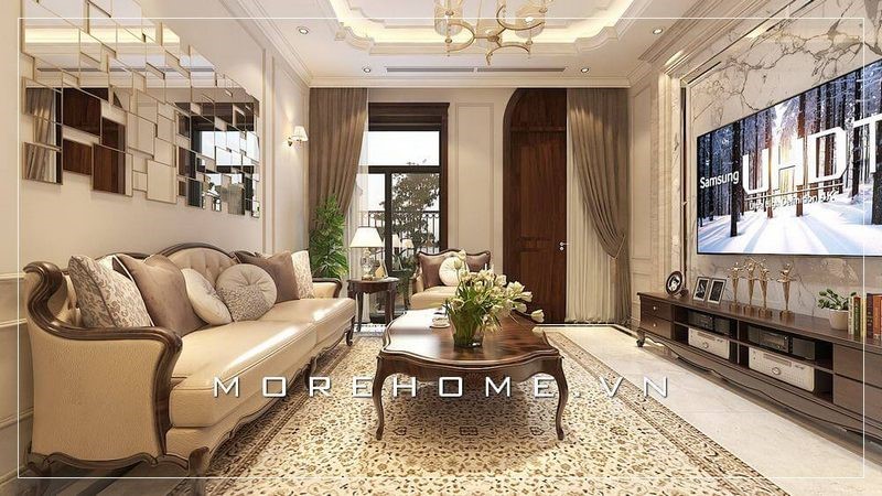 sofa gỗ sồi giả vân óc chó