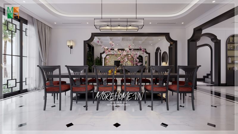 Bộ bàn ghế ăn ddeopj sở hữu 1 vẻ ngoài ấn tượng mang đến không khí gia đình ấm áp và đoàn tụ cho mọi gia đình.