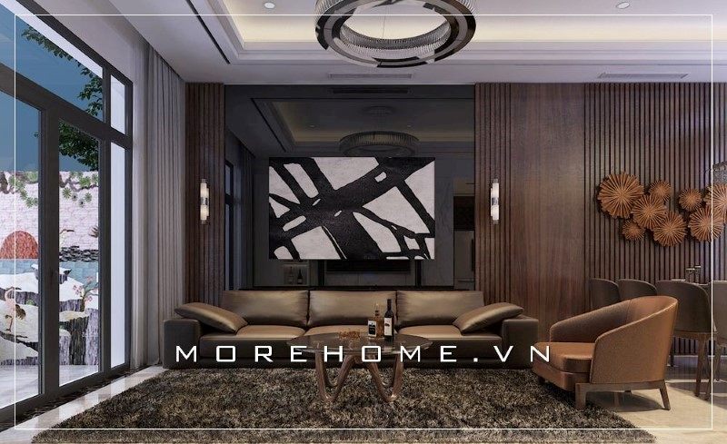 Bộ sofa bọc da bóng mang đến cảm giác mềm mại, thoải mái khi sử dụng.