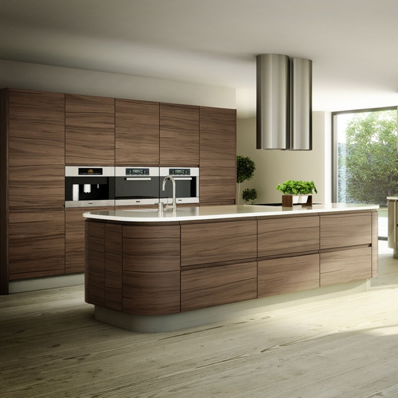 Tổng hợp các mẫu tủ bếp veneer gỗ óc chó đơn giản và thanh lịch nhất