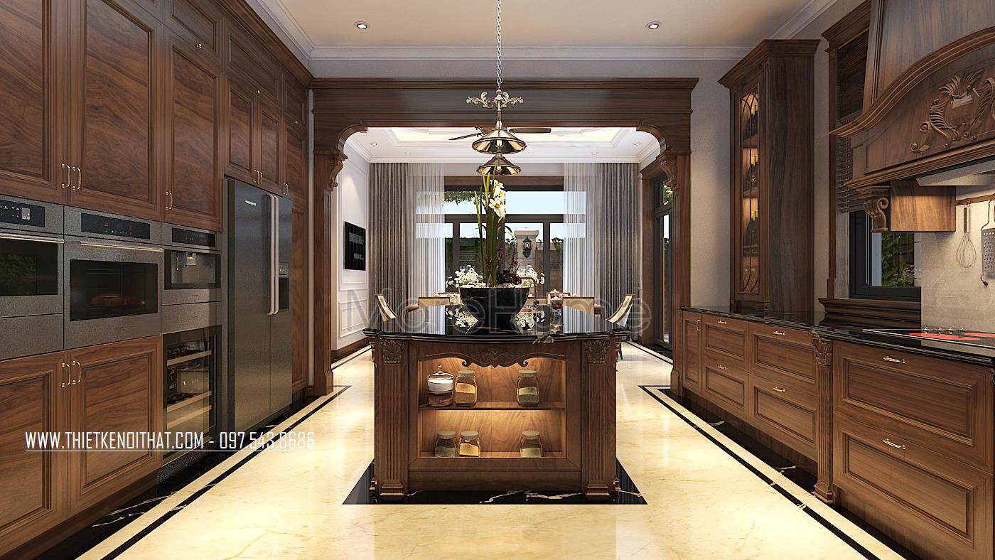 Morehome trình làng các mẫu tủ bếp gỗ óc chó mới nhất