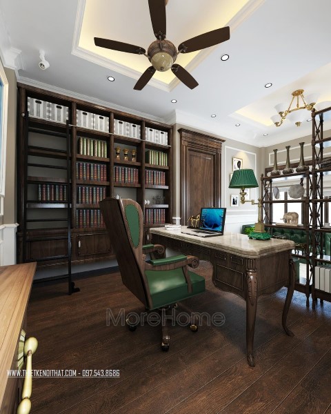 Các mẫu thiết kế nội thất gỗ óc chó phòng làm việc thêm ấn tượng