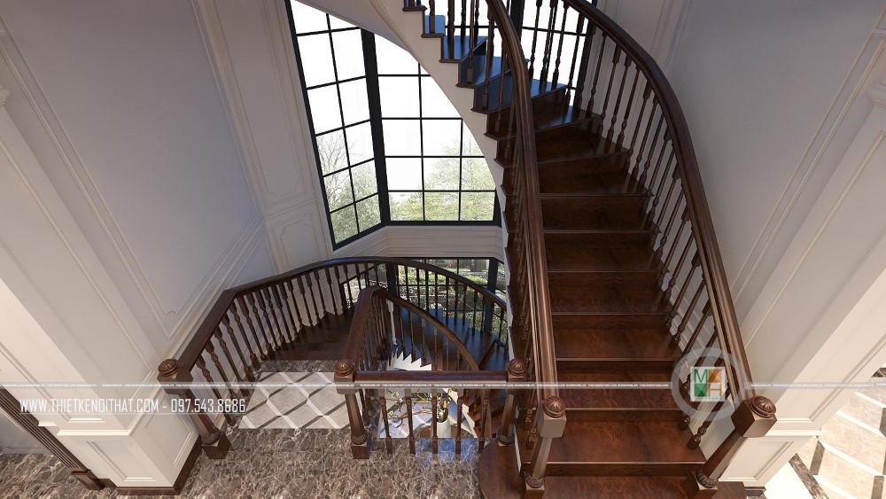 11 mẫu cầu thang gỗ óc chó đa dạng phong cách trong thiết kế nội thất
